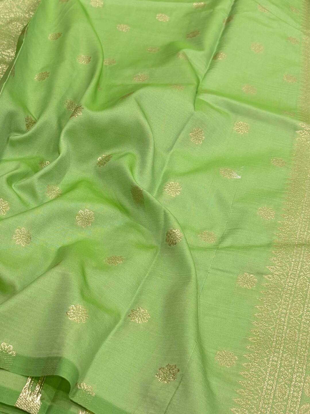 Mint Green Cotton Silk Saree