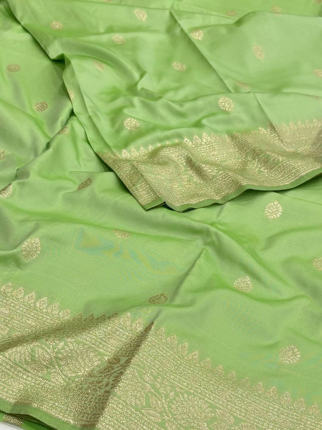 Mint Green Cotton Silk Saree