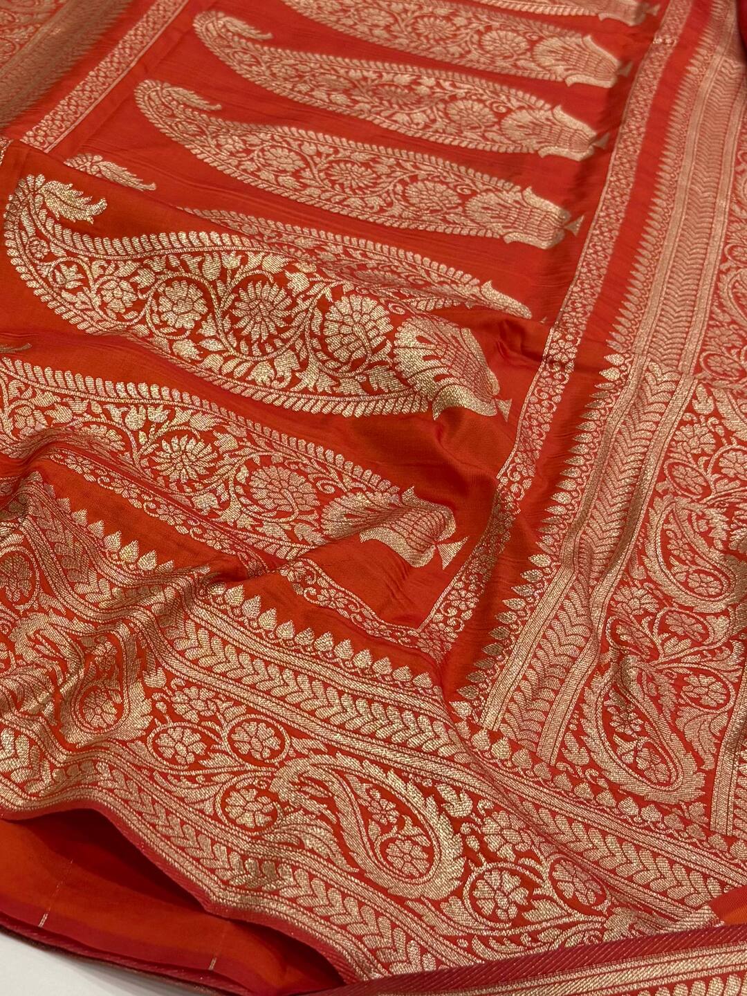 Orange Cotton Silk Saree