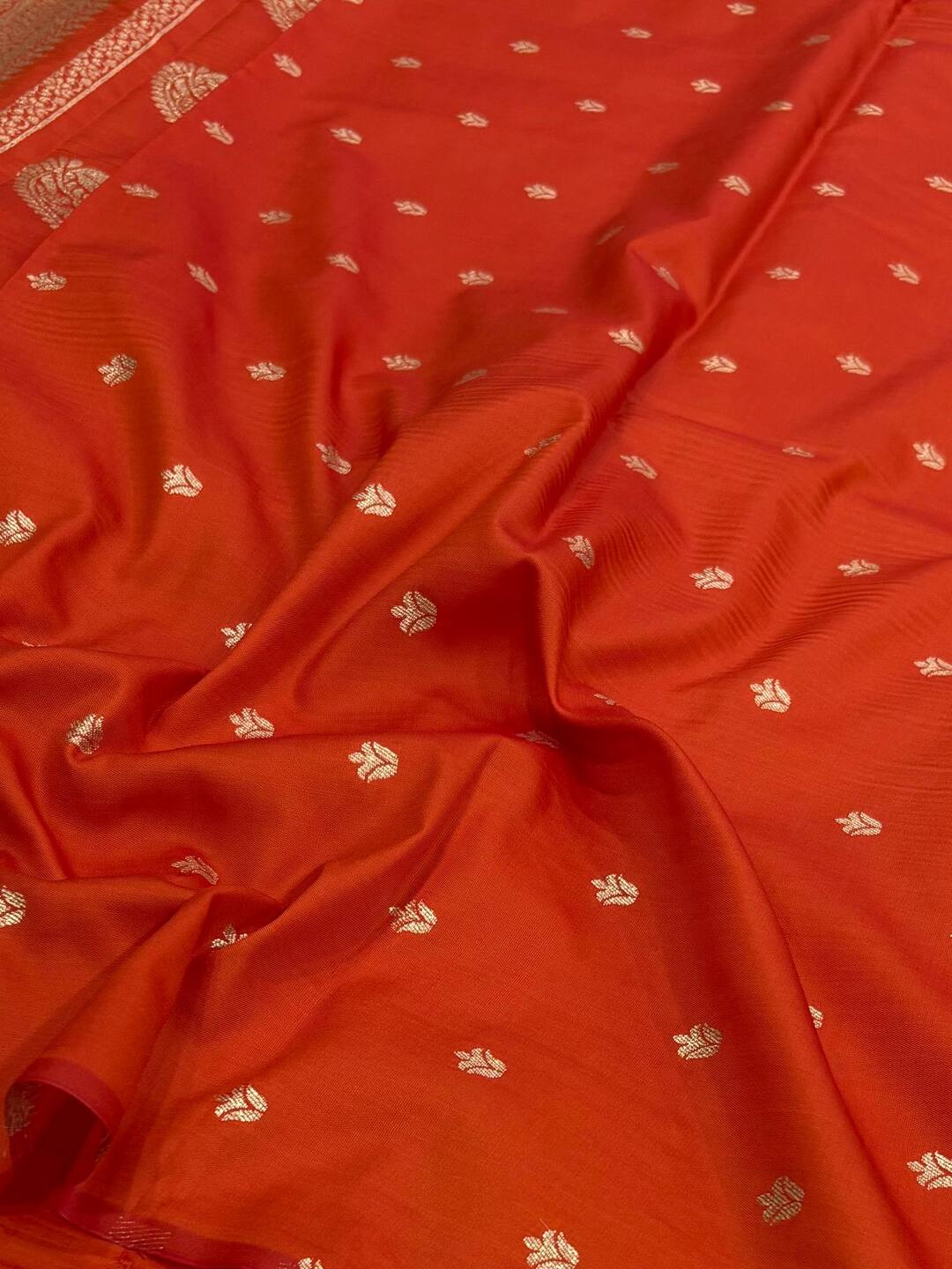 Orange Cotton Silk Saree