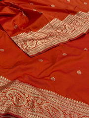 Orange Cotton Silk Saree