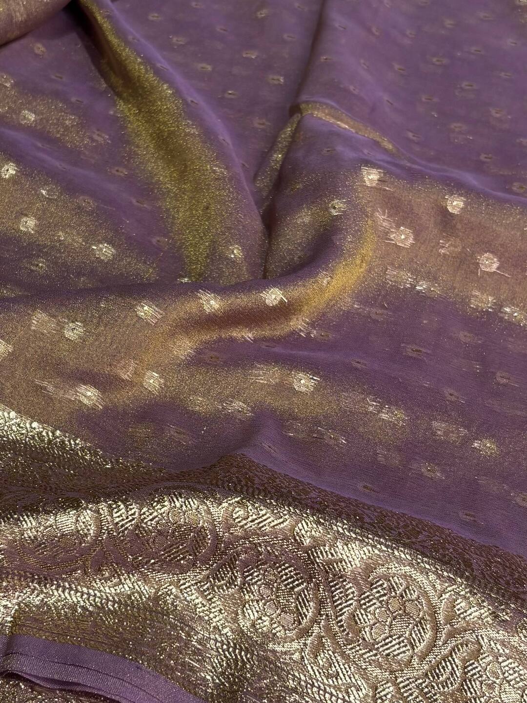 Purple Tissue Cotton Silk Saree