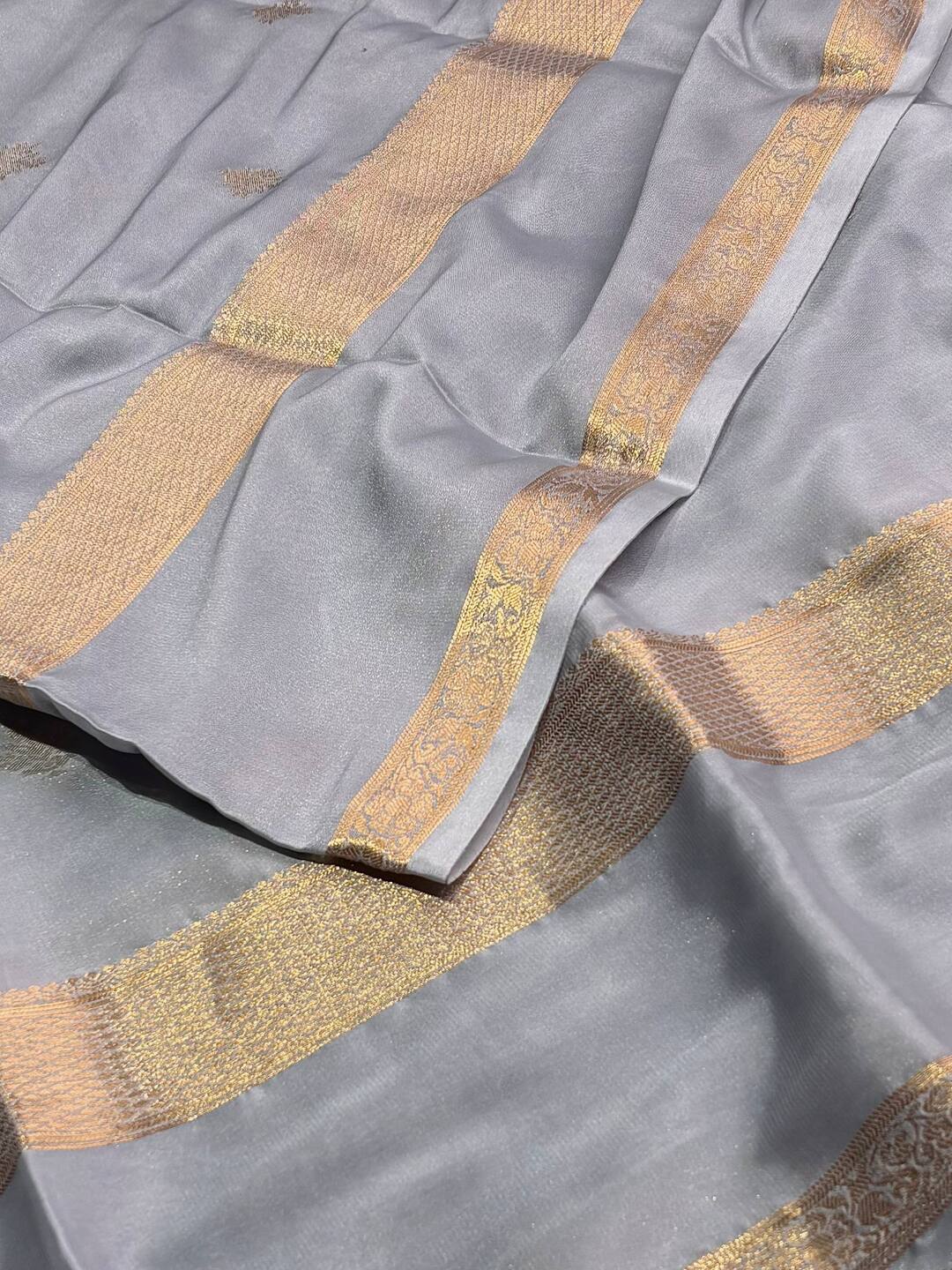 Dusty Blue Chiffon Saree