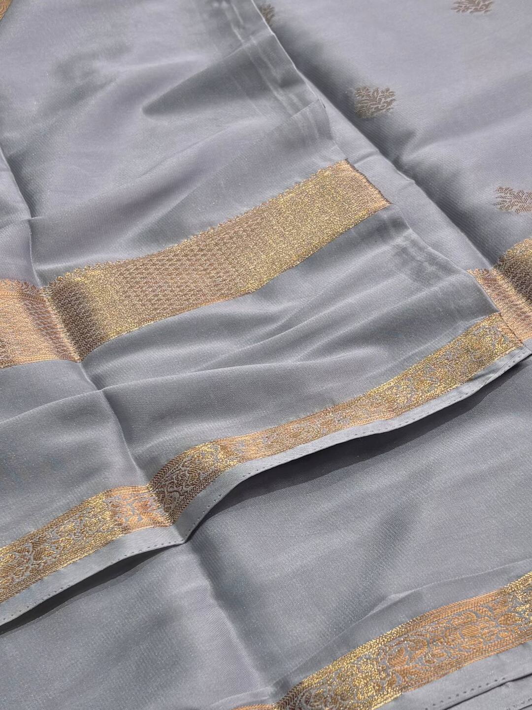 Dusty Blue Chiffon Saree