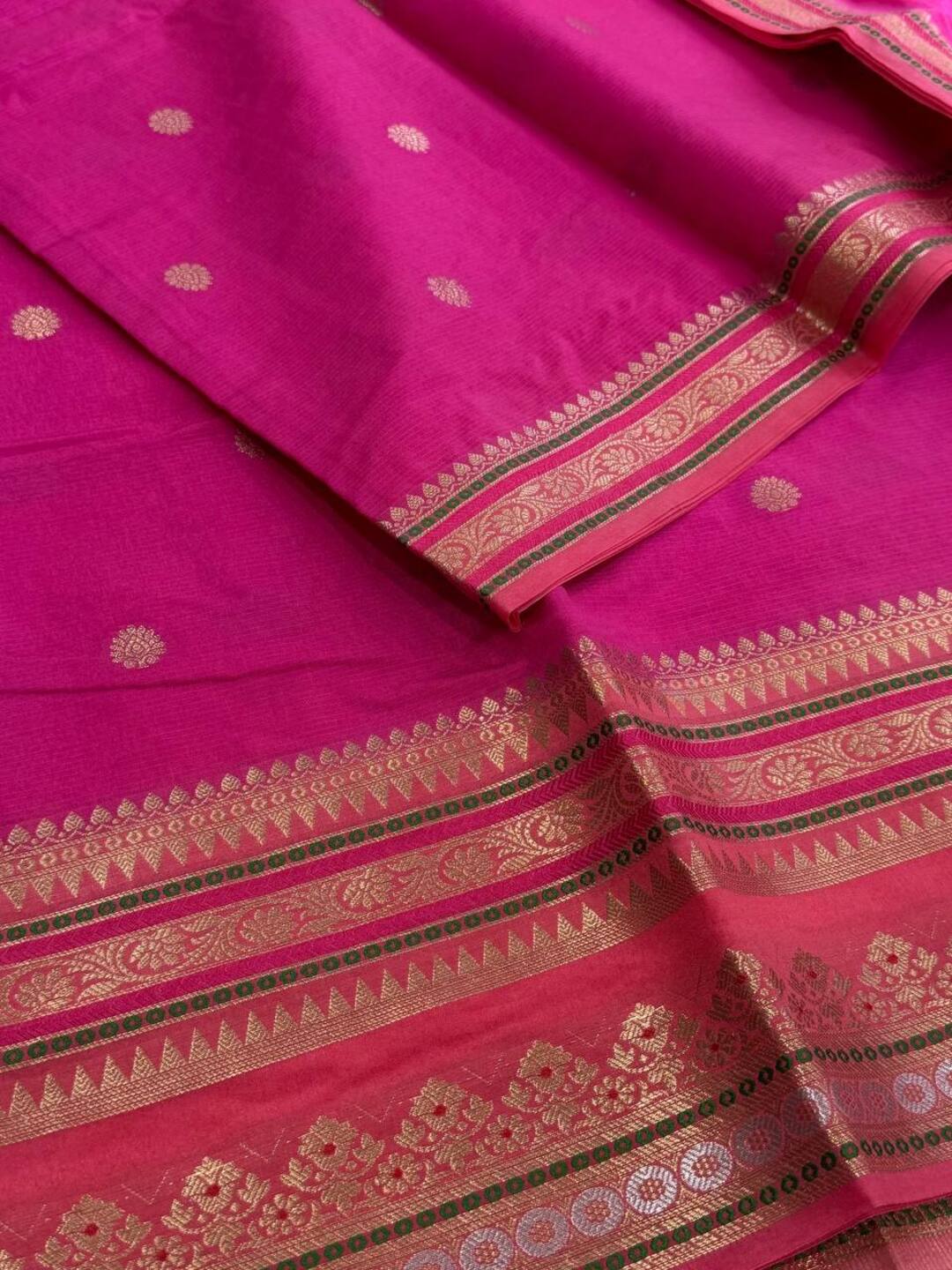 Hot Pink Banaras Cotton Silk Saree