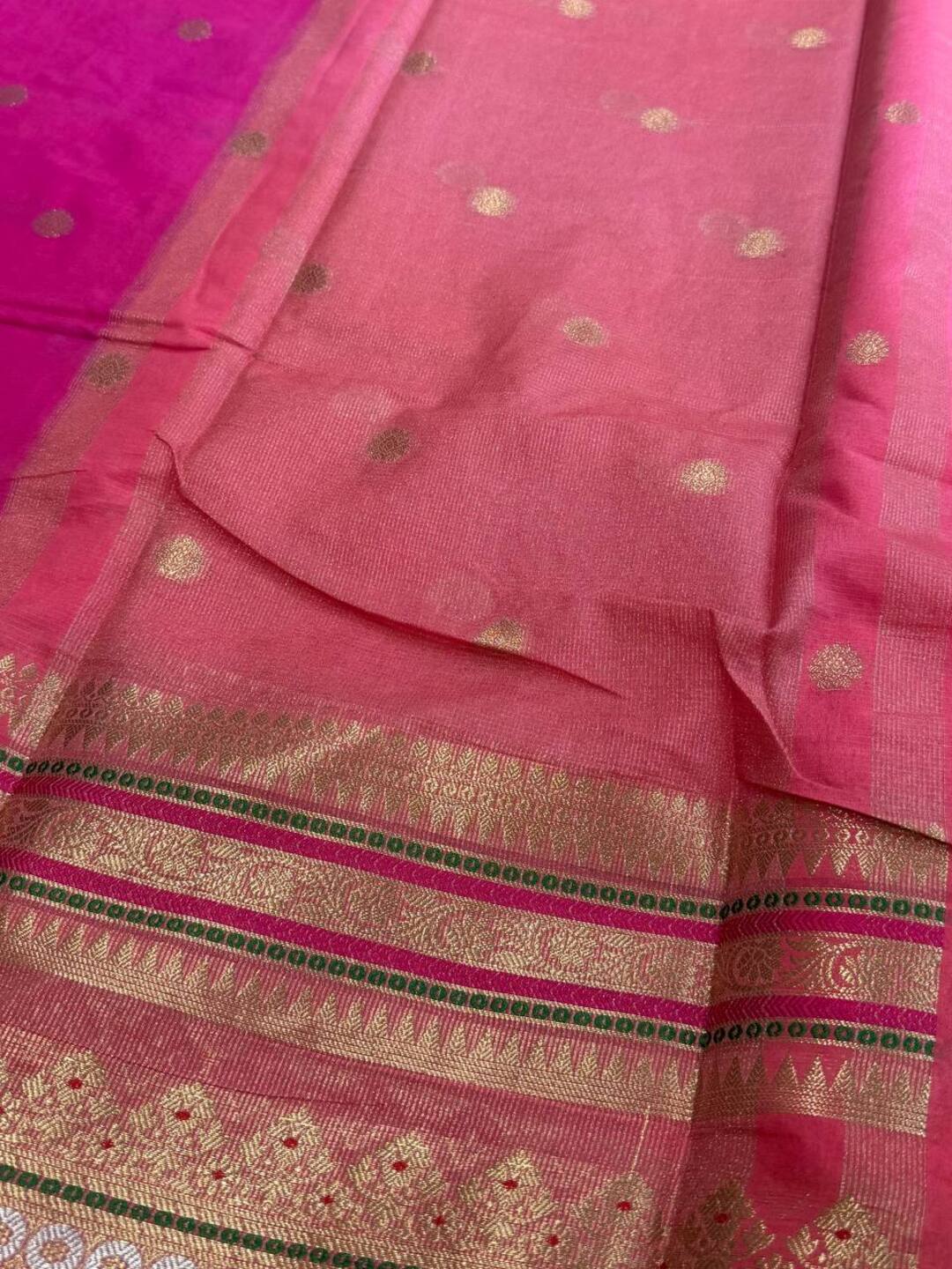 Hot Pink Banaras Cotton Silk Saree