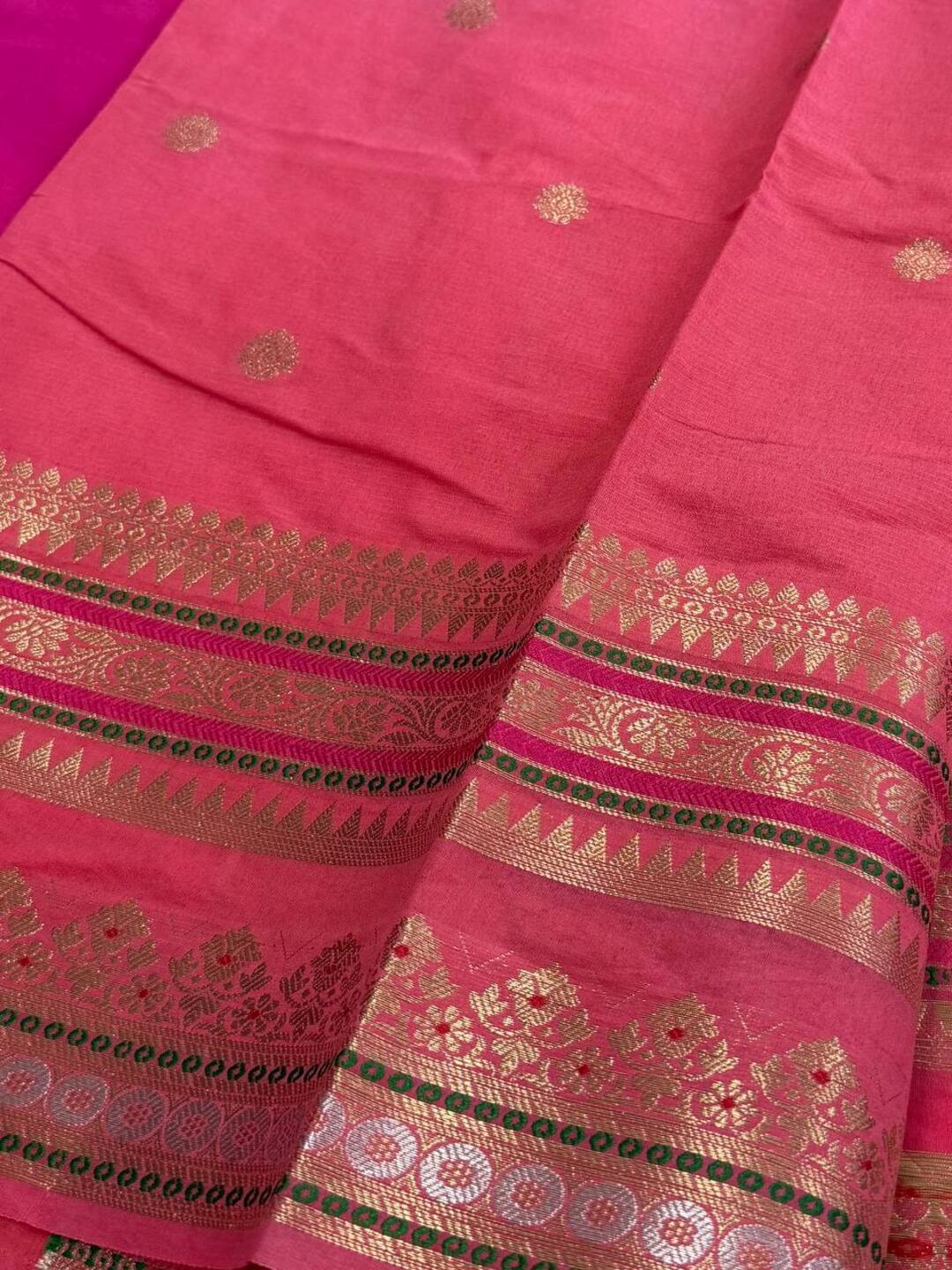 Hot Pink Banaras Cotton Silk Saree