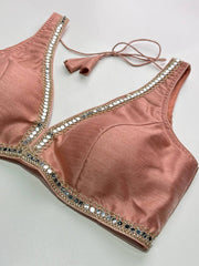 Coral Pink Readymade Saree Blouse