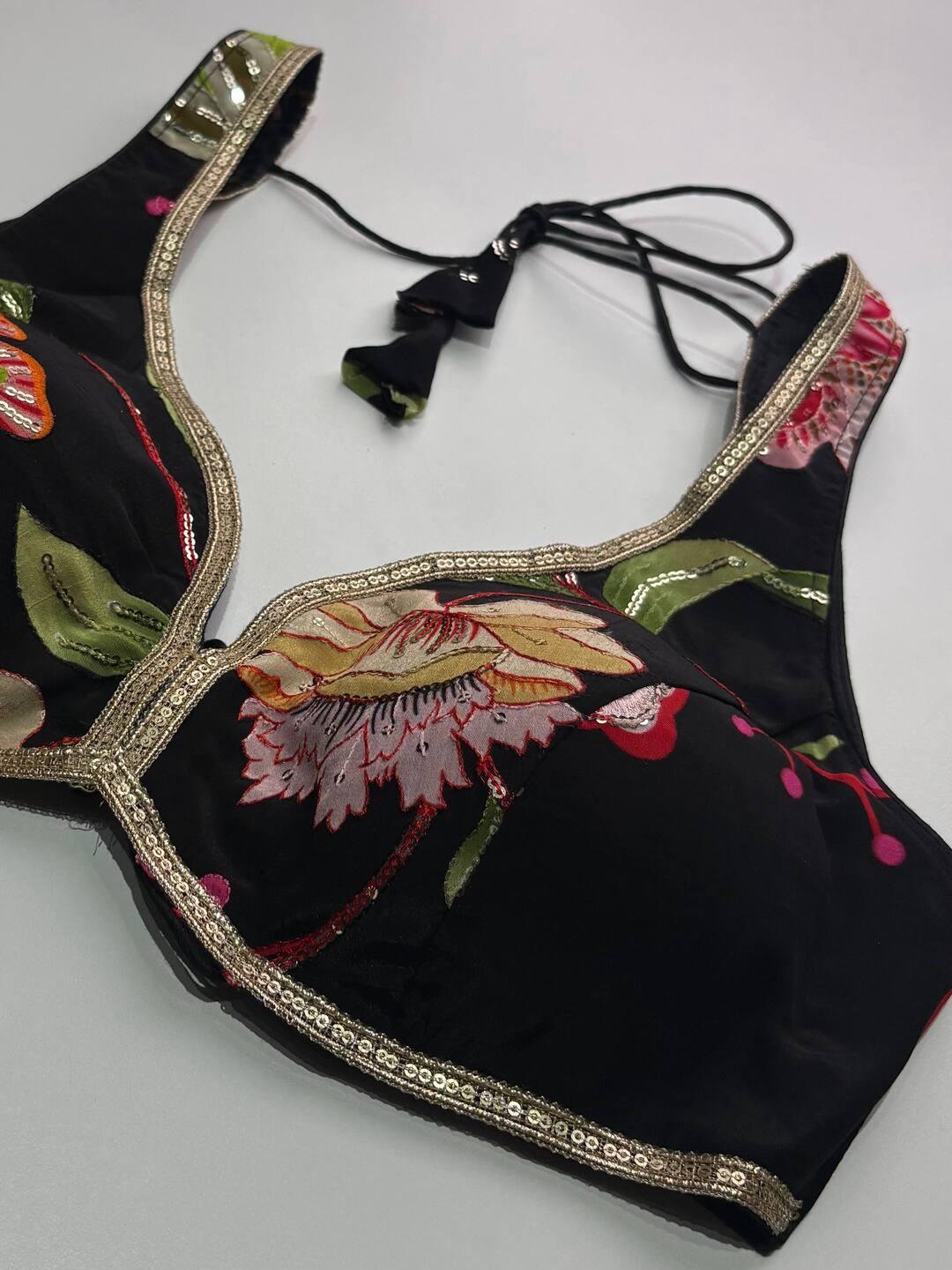 Black Floral Ready Made Blouse