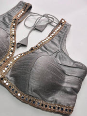 Silver Readymade Saree Blouse