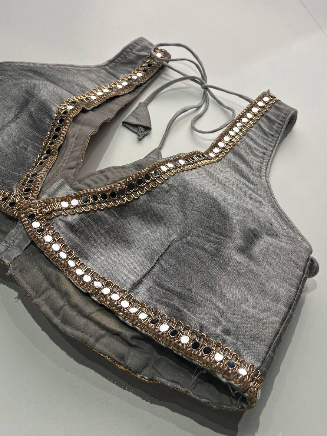 Silver Readymade Saree Blouse