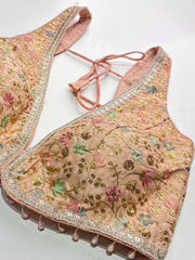 Peach Readymade Saree Blouse