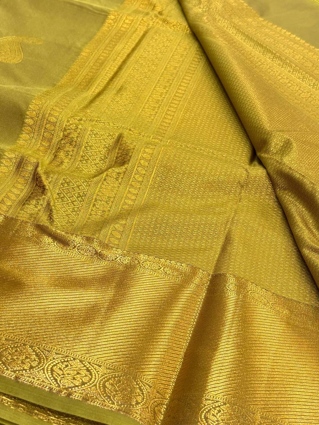 Greenish Brown Kanchipuram Silk Saree