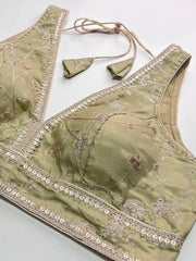 Sage Green Organza Readymade Saree Blouse