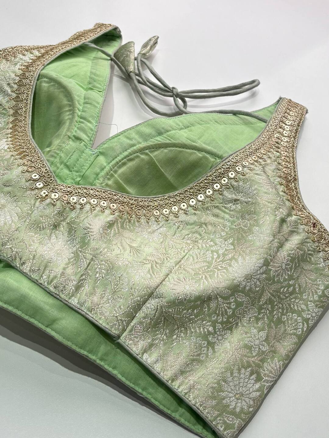 Mint Green Organza Readymade Saree Blouse