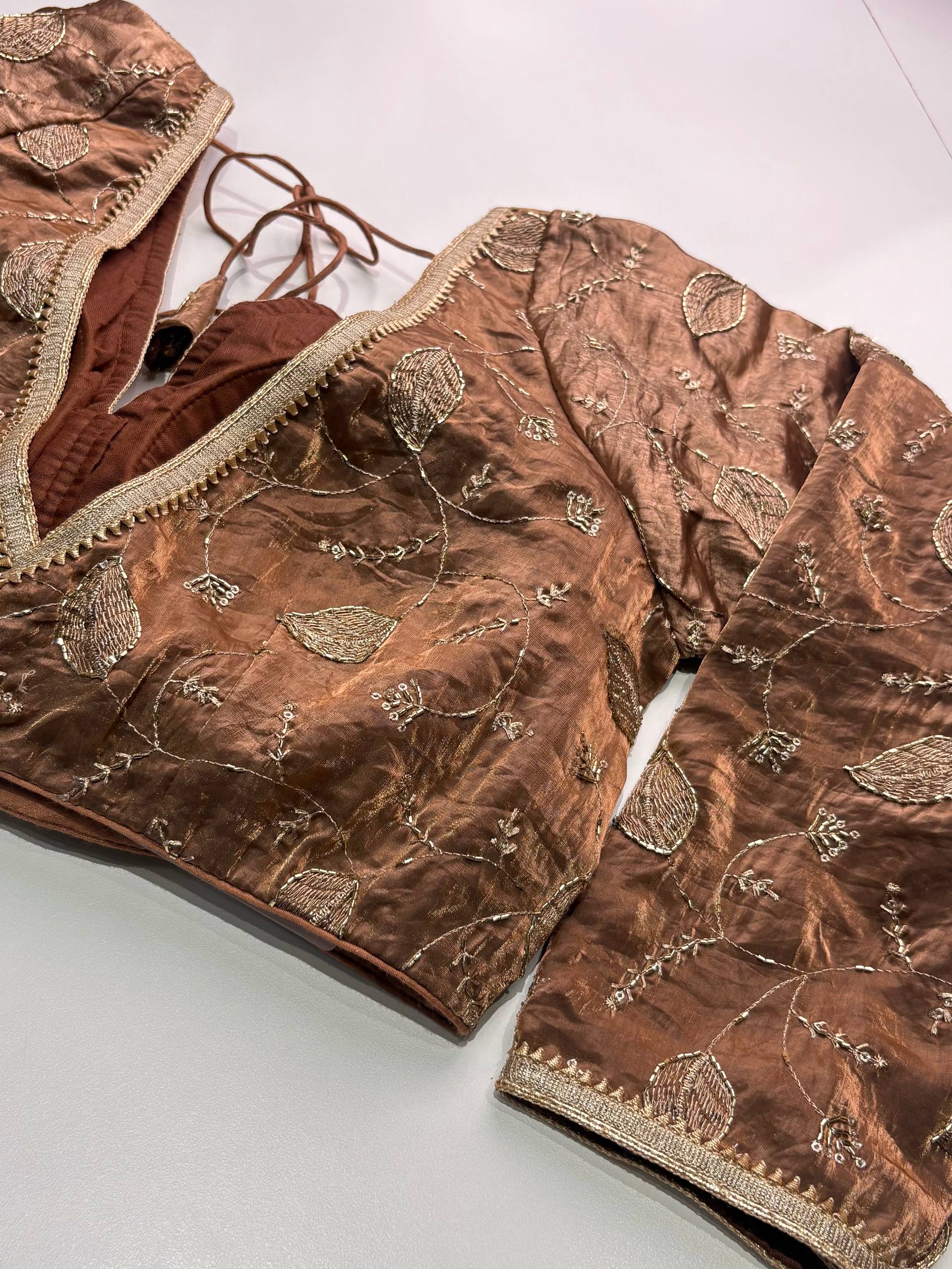 Rose Gold Readymade Saree Blouse