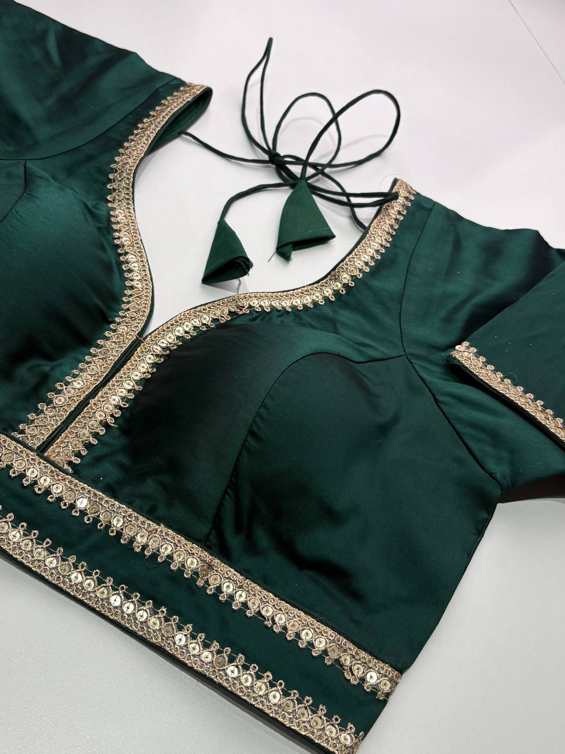 Emerald Green Readymade Saree Blouse