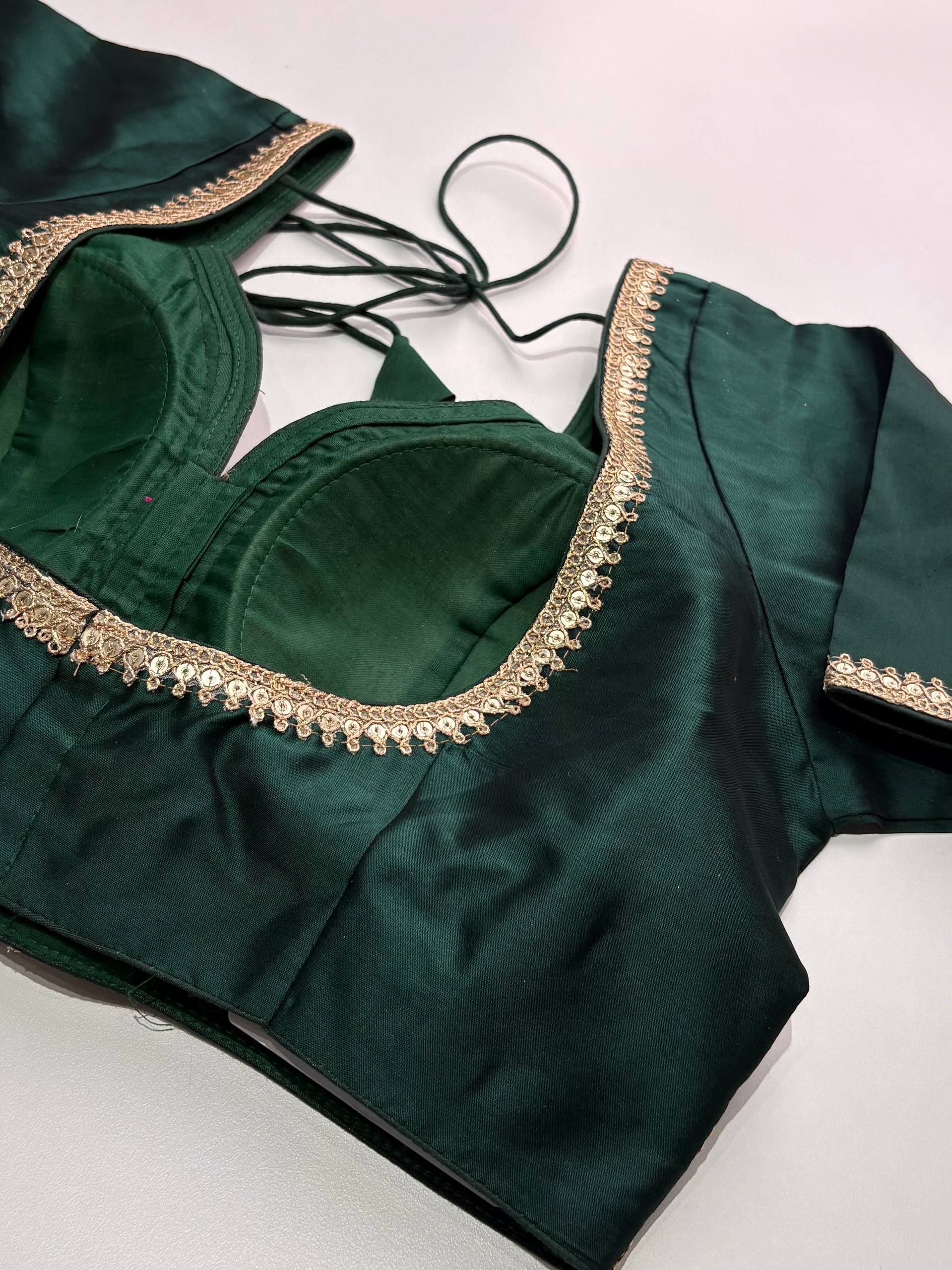 Emerald Green Readymade Saree Blouse