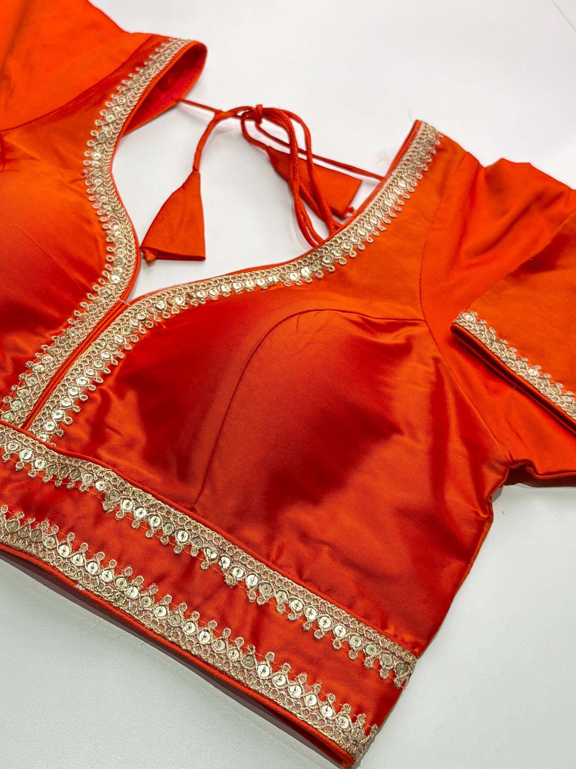 Orange Readymade Saree Blouse
