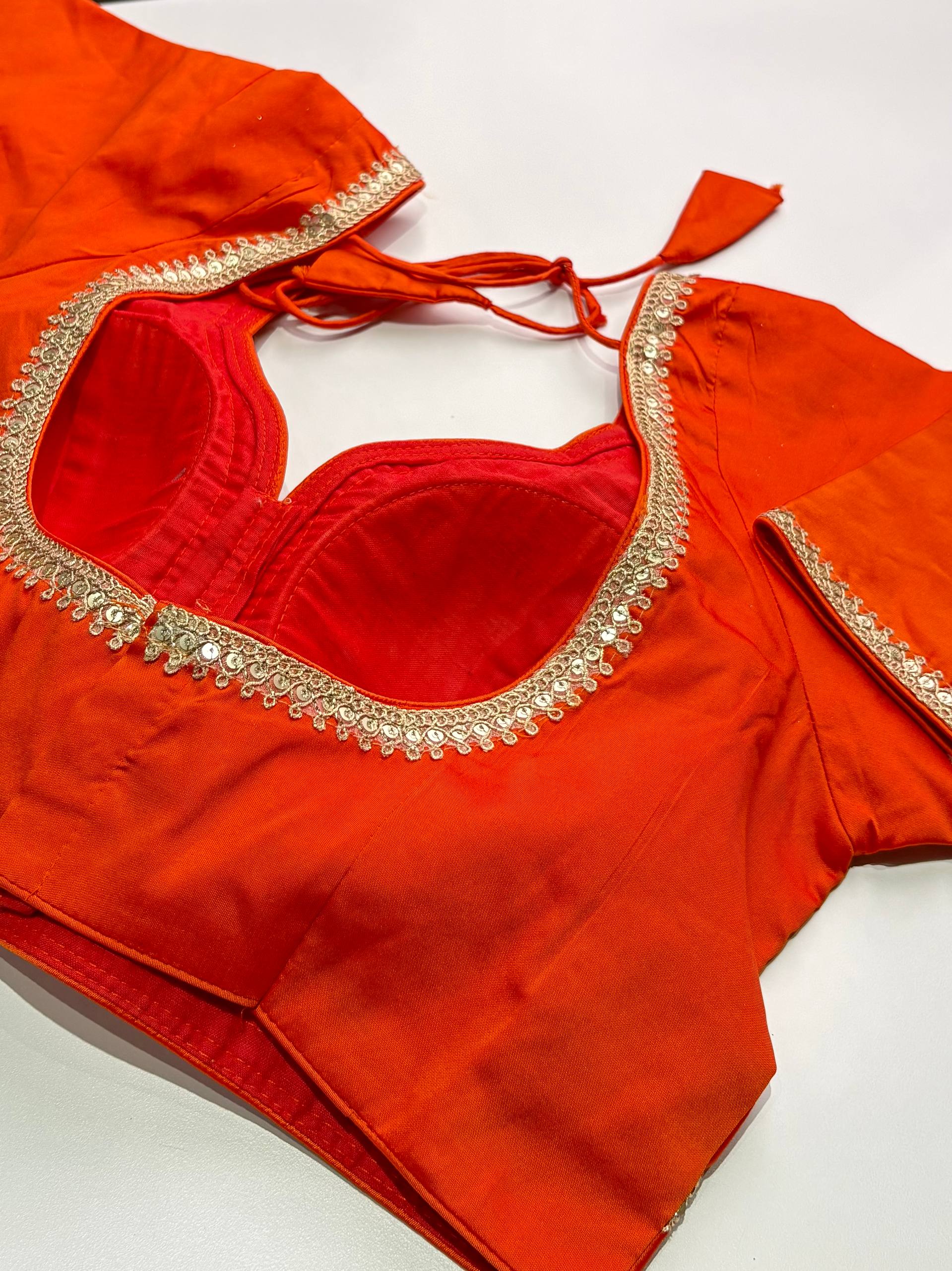 Orange Readymade Saree Blouse