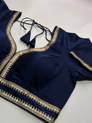 Navy Blue Readymade Saree Blouse