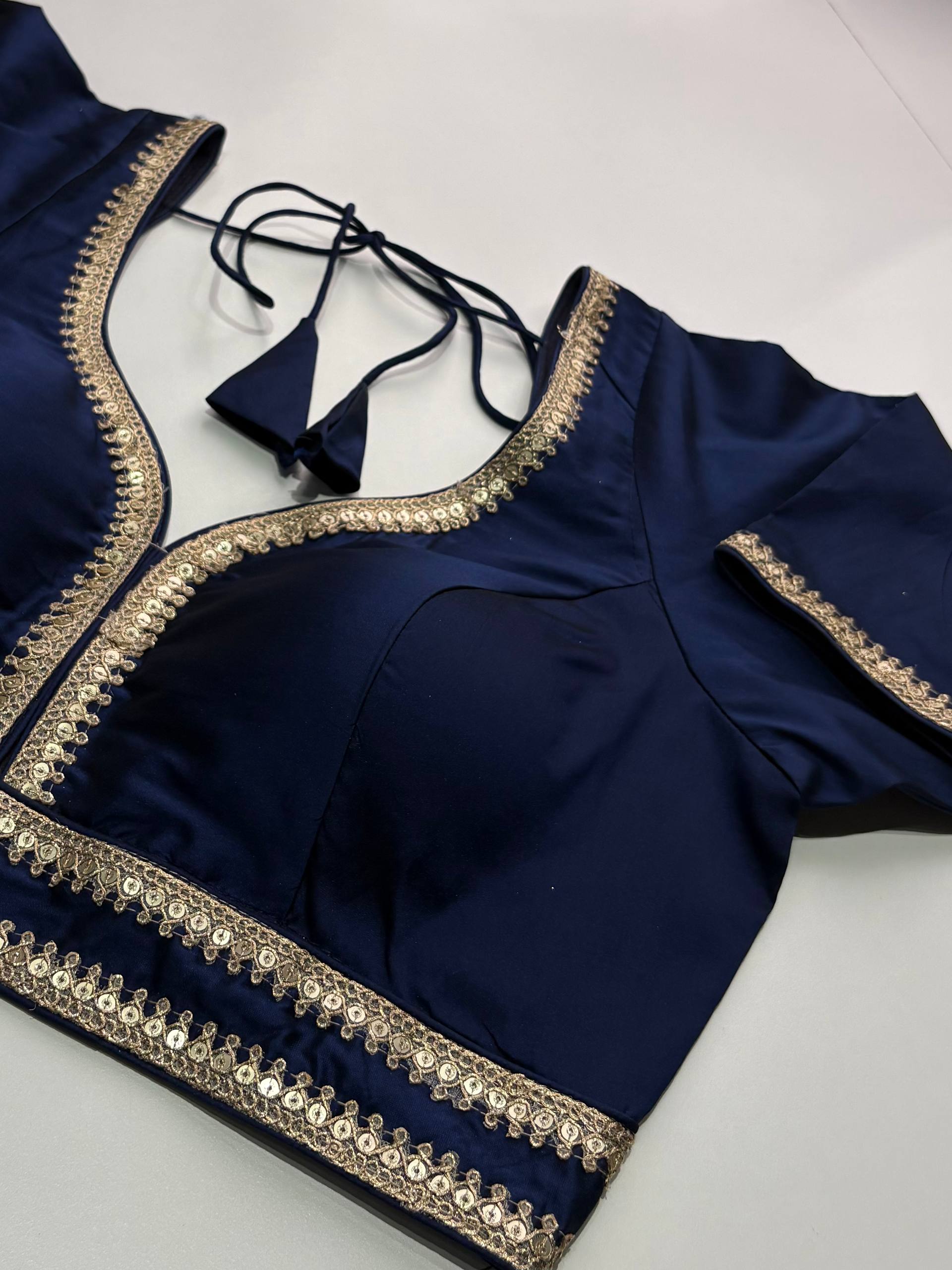 Navy Blue Readymade Saree Blouse