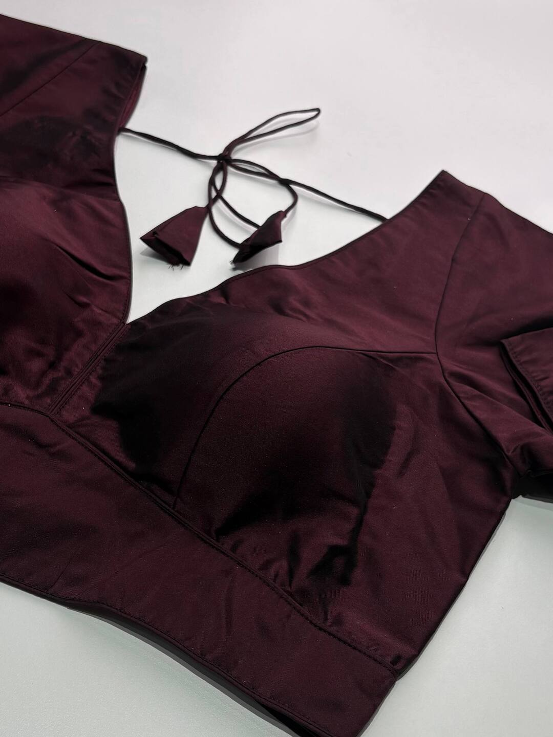 Wine Purple Short Sleeve Ready Made Blouse