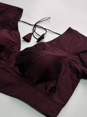 Wine Purple Short Sleeve Ready Made Blouse