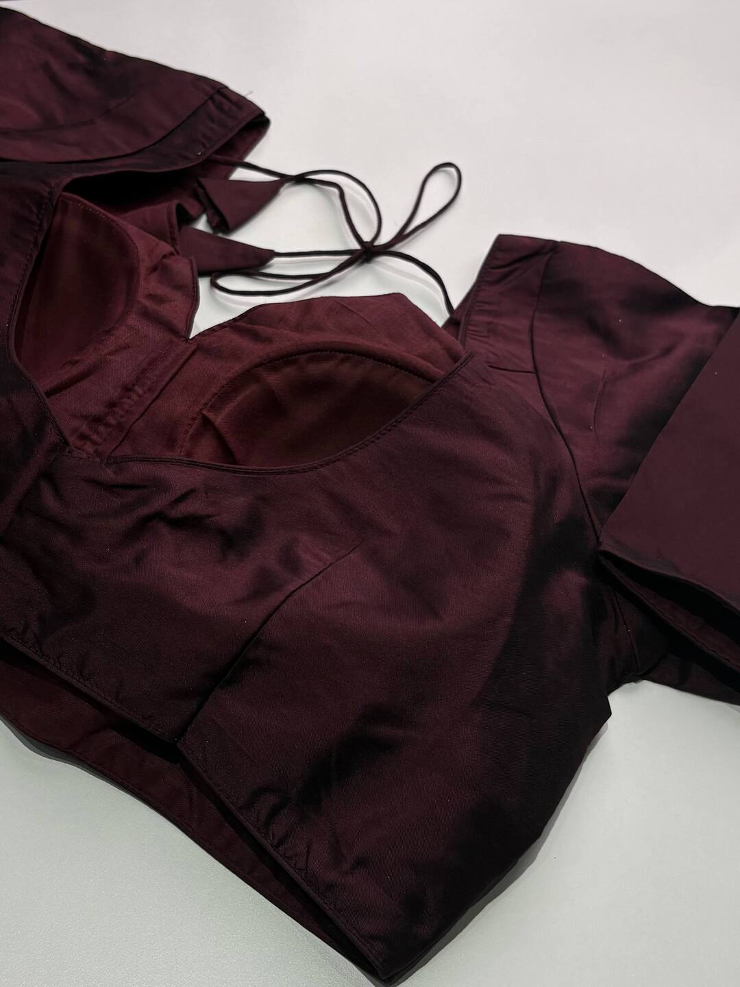 Wine Purple Short Sleeve Ready Made Blouse