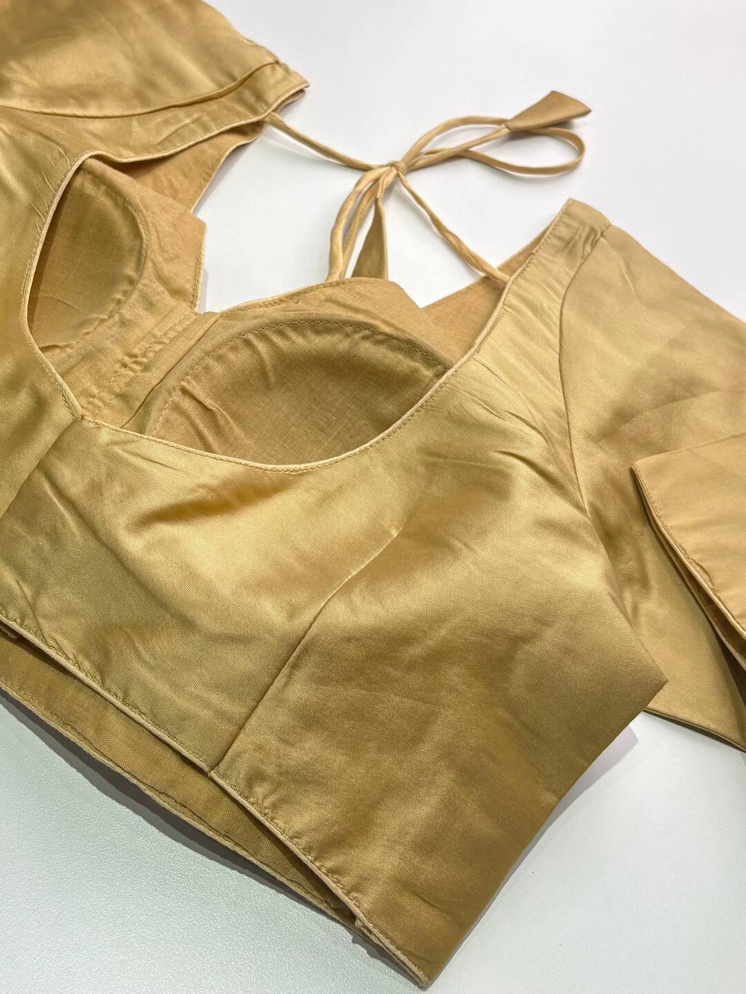 Beige Short Sleeve Ready Made Blouse