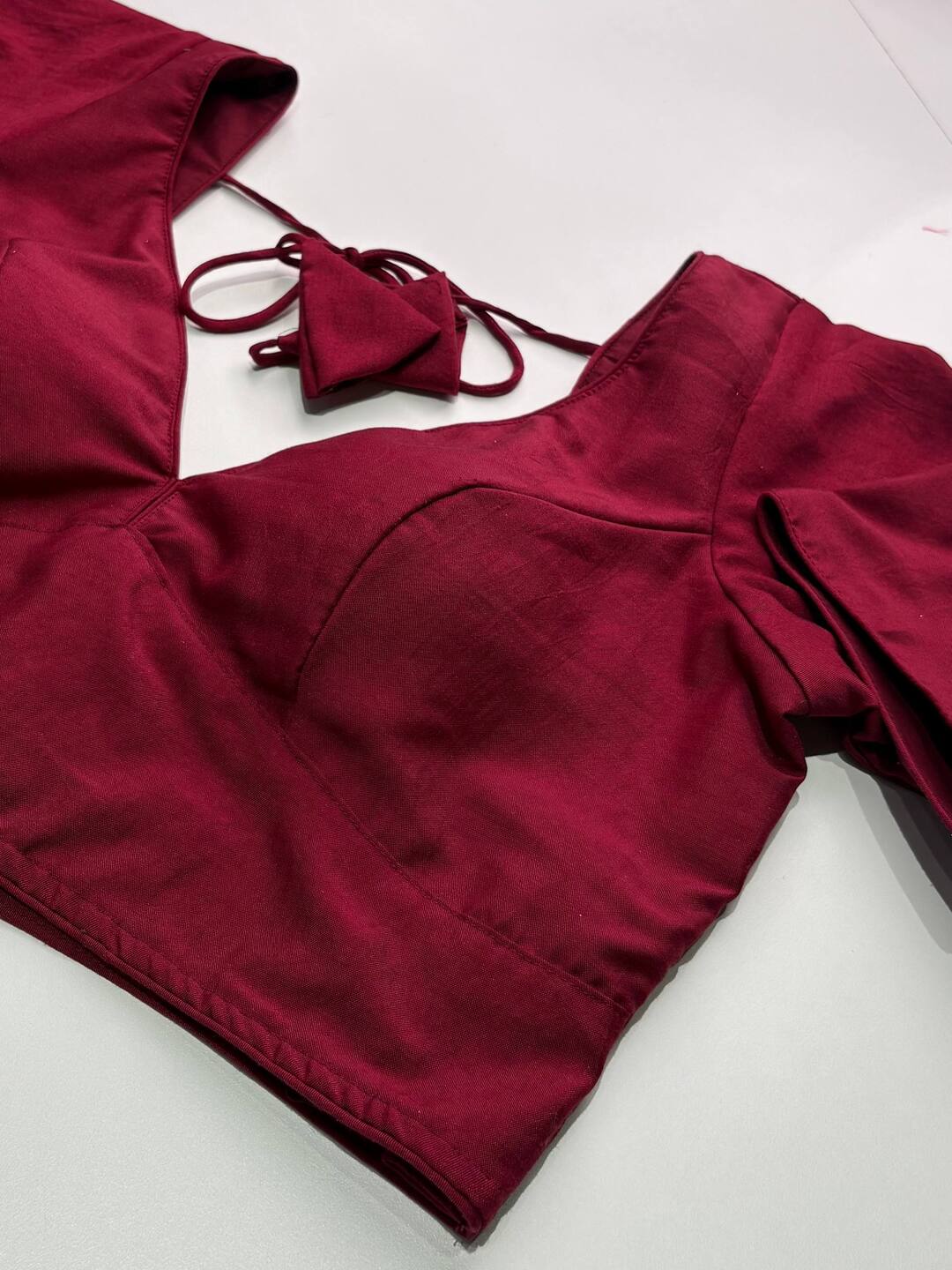 Maroon Short Sleeve Ready Made Blouse