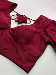 Maroon Short Sleeve Ready Made Blouse