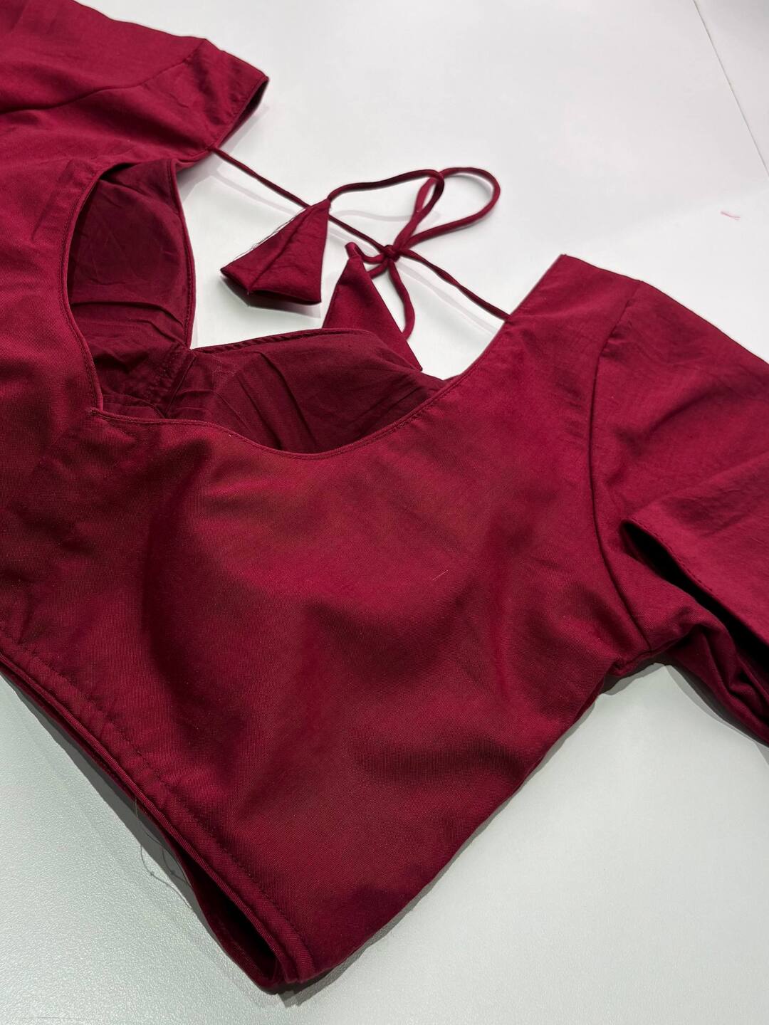 Maroon Short Sleeve Ready Made Blouse