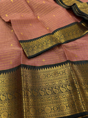 Light Brown Checked Banaras Cotton Silk Saree