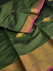 Olive Green Cotton Silk Saree