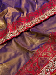 Dual Tone Dusty Purple Banaras Cotton Silk Saree