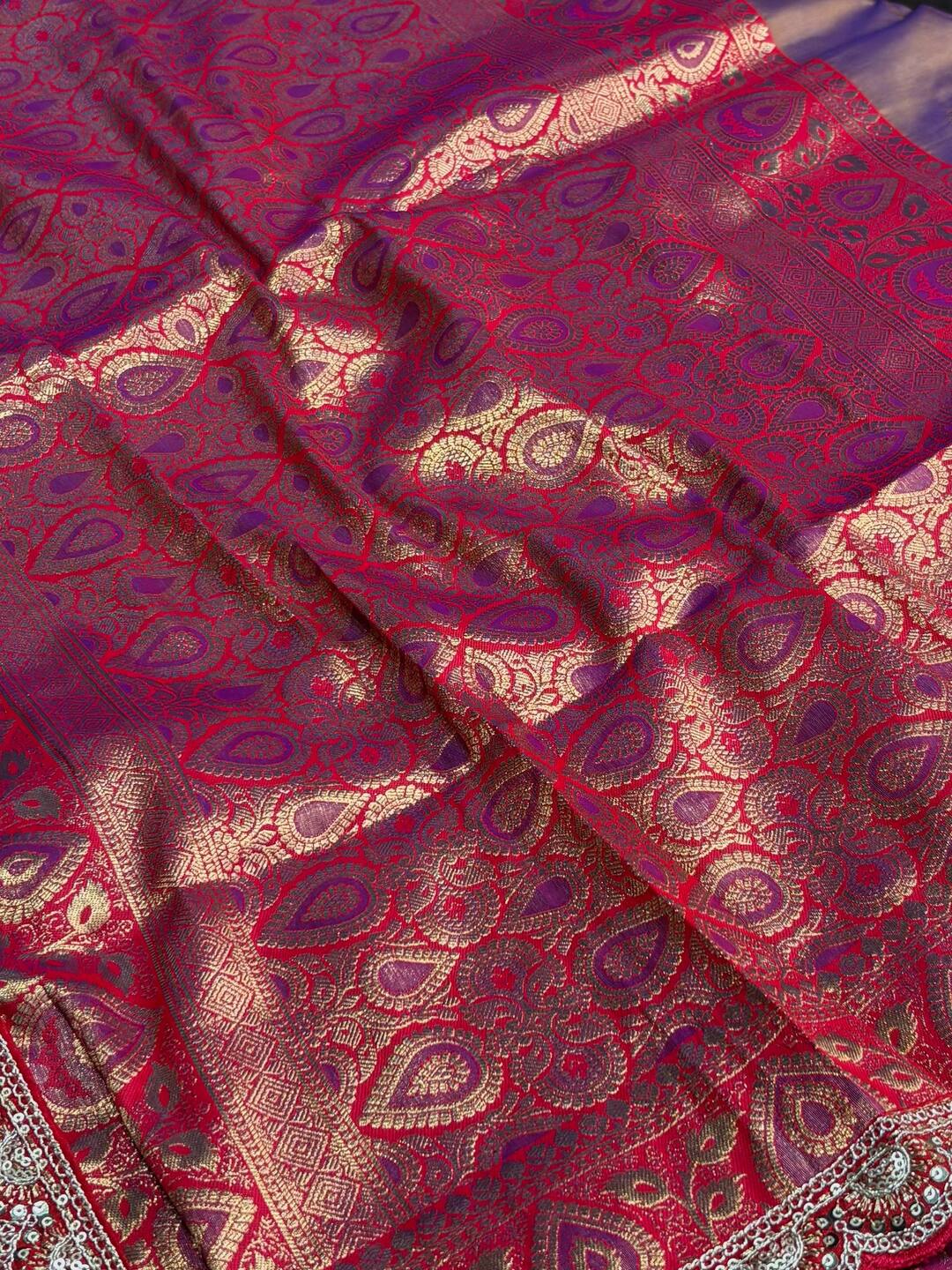 Dual Tone Dusty Purple Banaras Cotton Silk Saree