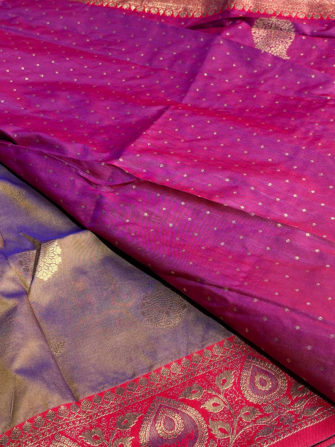 Dual Tone Dusty Purple Banaras Cotton Silk Saree