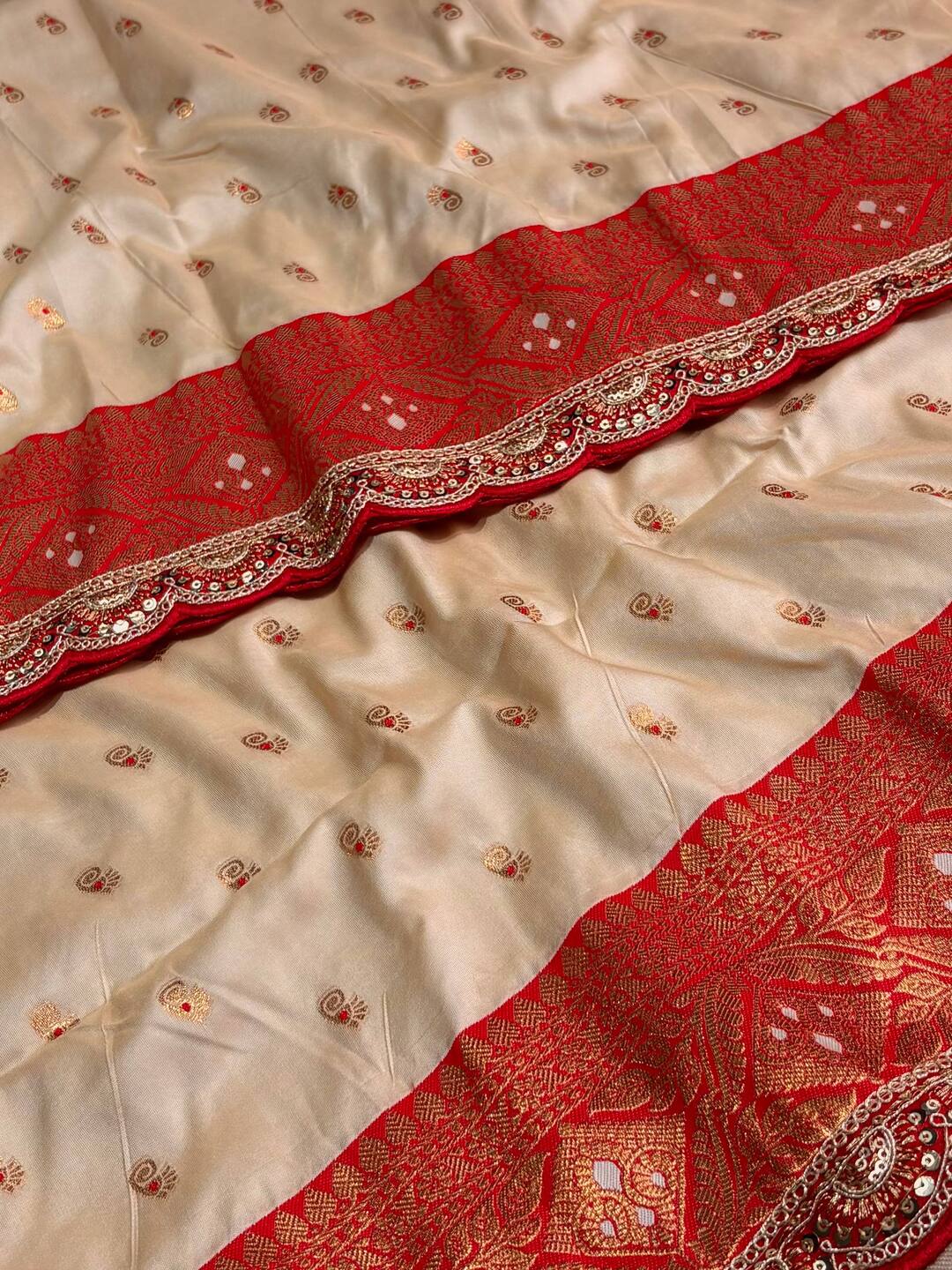 Off White Banaras Cotton Silk Saree