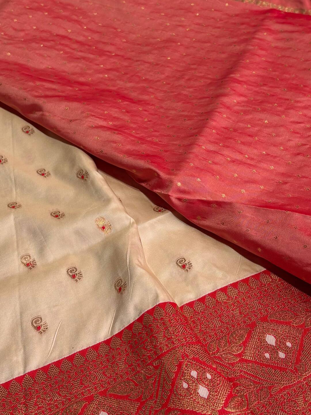 Off White Banaras Cotton Silk Saree