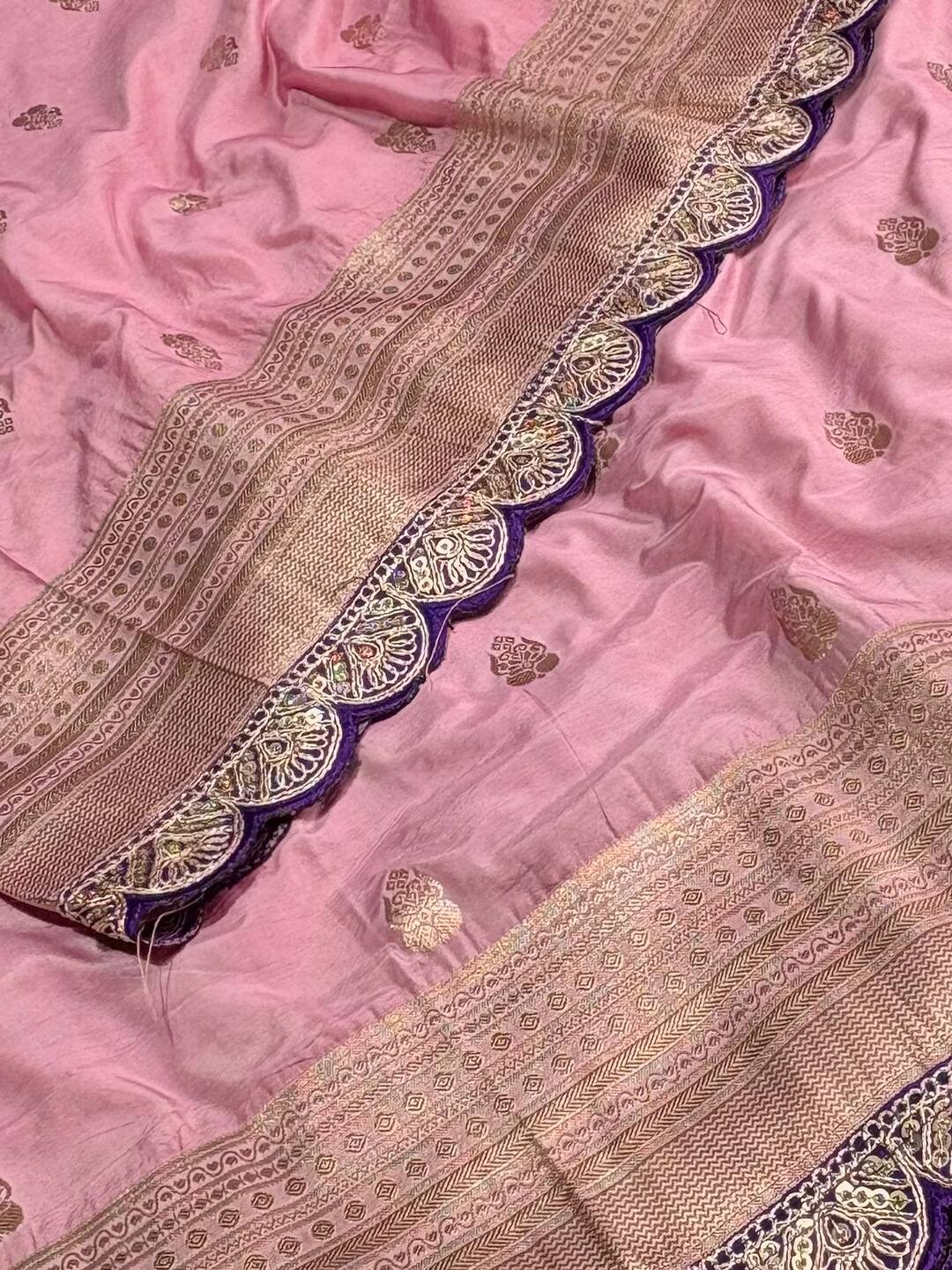 Pastel Pink Banaras Cotton Silk Saree