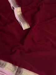 Maroon Chiffon Saree