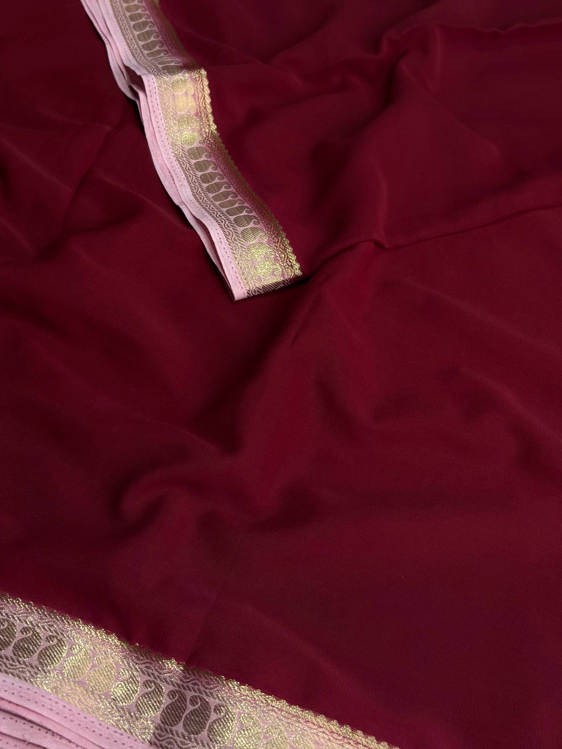 Maroon Chiffon Saree