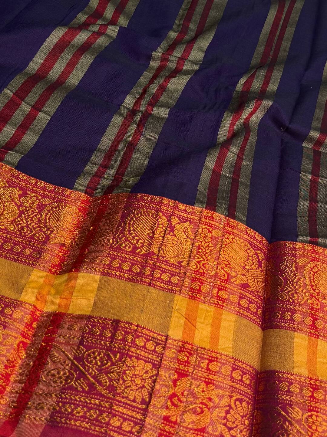 Navy Blue Narayanpet Cotton Saree