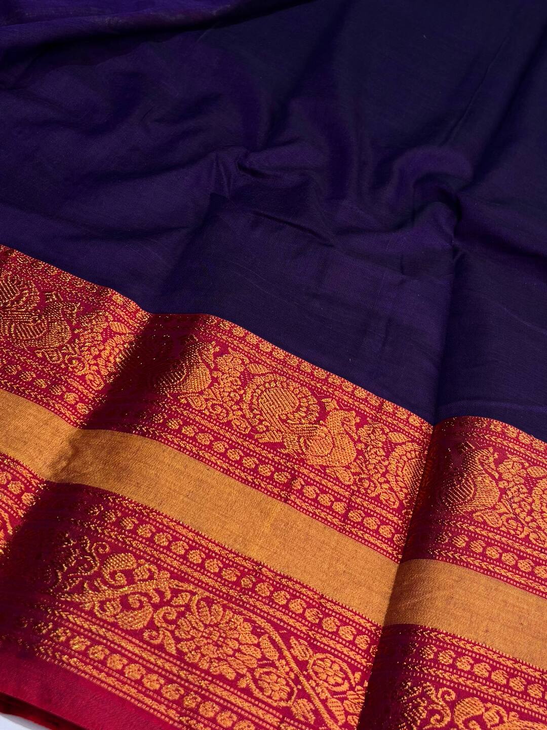 Navy Blue Narayanpet Cotton Saree