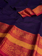 Navy Blue Narayanpet Cotton Saree