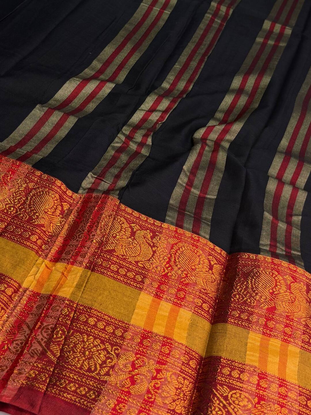 Black Narayanpet Cotton Saree