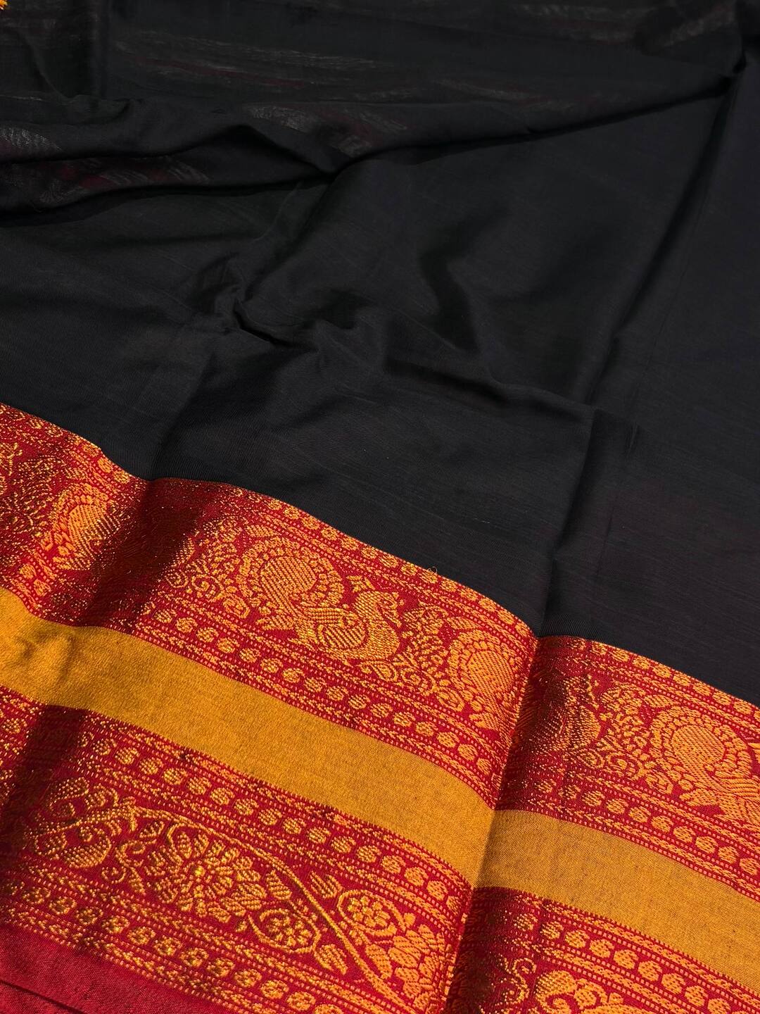 Black Narayanpet Cotton Saree