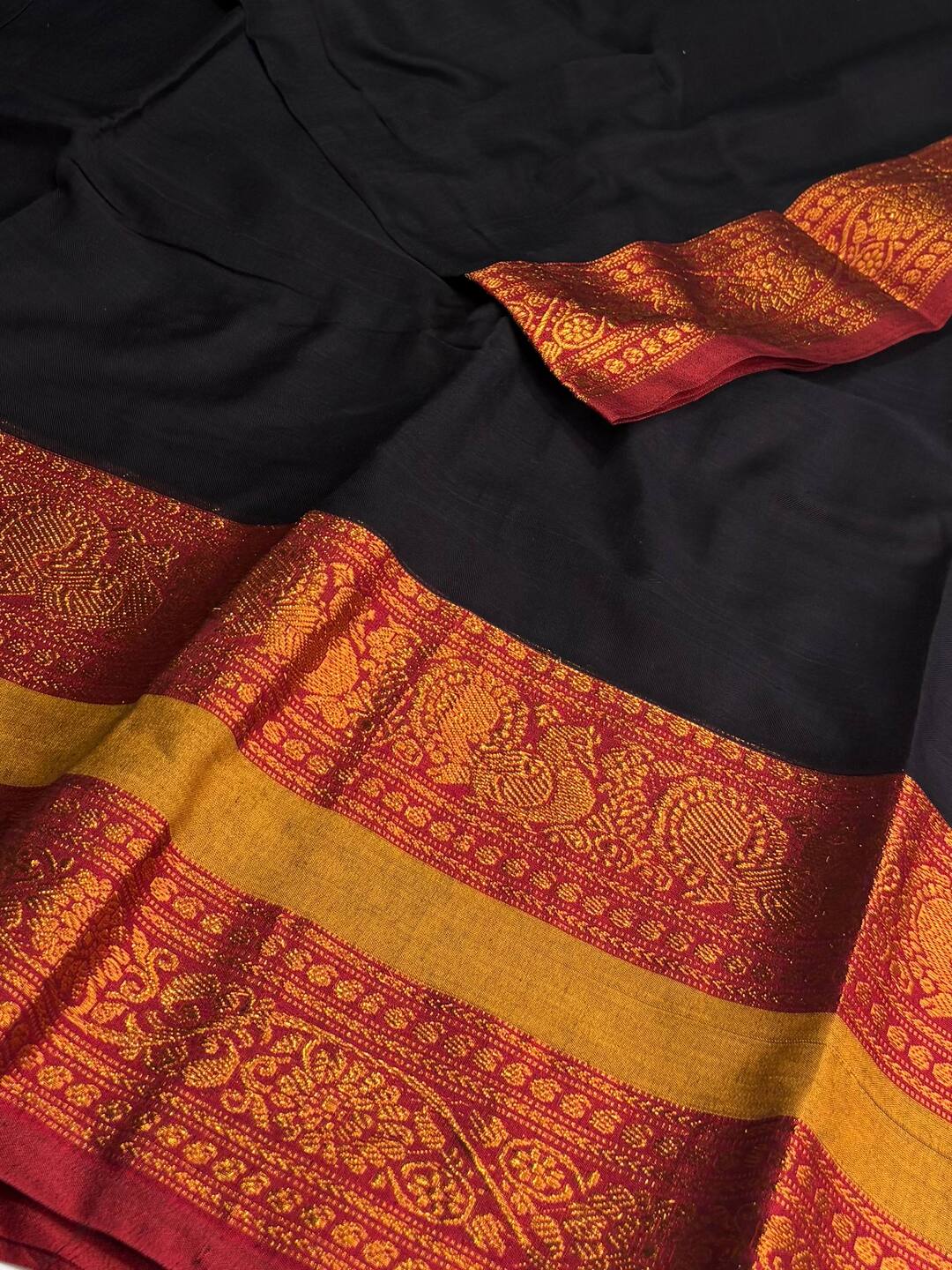 Black Narayanpet Cotton Saree
