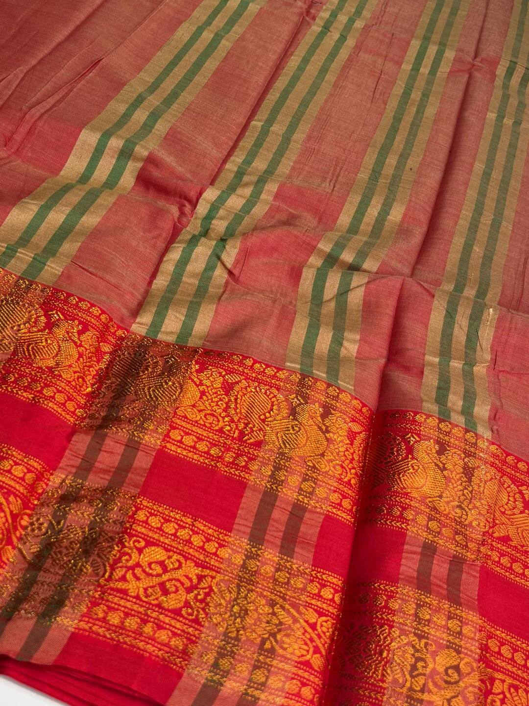 Soft Red Narayanpet Cotton Saree